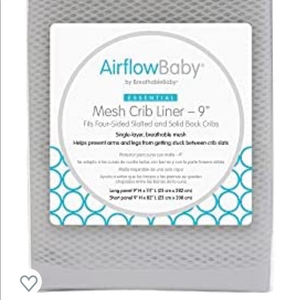 Airflow baby mesh crib liner grey brand new